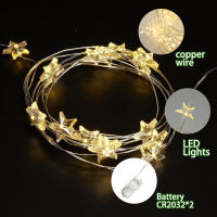 Luces De Navidad LED Para Interior 60LED Cadena De Estrellas Plateada Luz De Fairy Operadas Por Batería Para Bodas Y Navidad Decoración De Pared Y Cama - details 7