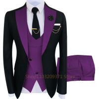 Traje De Novio Para Hombre 2024 Cuello En Pico Slim Fit Casual Tuxedo 3 Piezas (Blazer+Pantalones+Chaleco) Set Elegante De Traje - details 2