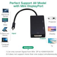Adaptador 3 En 1 Thunderbolt Mini DP Para HDMI VGA DVI Convertidor 1080P Cable Mini DP Para Proyector MacBook pro Air - details 1