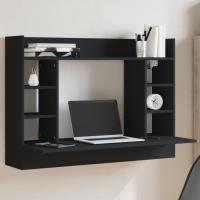 vidaXL Escritorio de pared madera de ingeniería 105x48x75 cm en color Blanco/Roble ahumado/Roble Sonoma y más | estructura resistente ideal para salón dormitorio o estudio - details 5