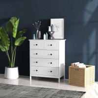 HOMCOM Cajonera de Dormitorio Cómoda Blanca de 5 Cajones con Manijas Cajonera Alta para Salón Oficina Estudio Estilo Moderno 74x40x91 cm - details 1