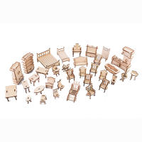 Juego De Puzle 3D De Madera 34 Piezas Miniatura 1:12 Para Casa De Muñecas Accesorios De Construcción DIY Juguetes Educativos Para Niños - details 2