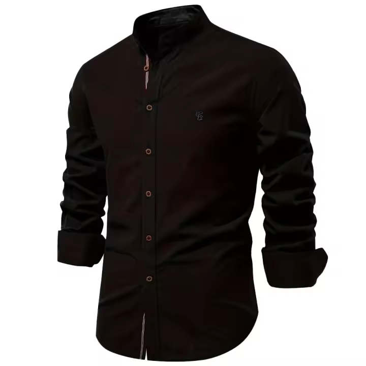 Primavera y verano nuevas camisas de negocios de moda para hombres camisas de manga larga de color sólido de moda japonesa casual de algodón y lino para hombres en hermosos tamaños - 1