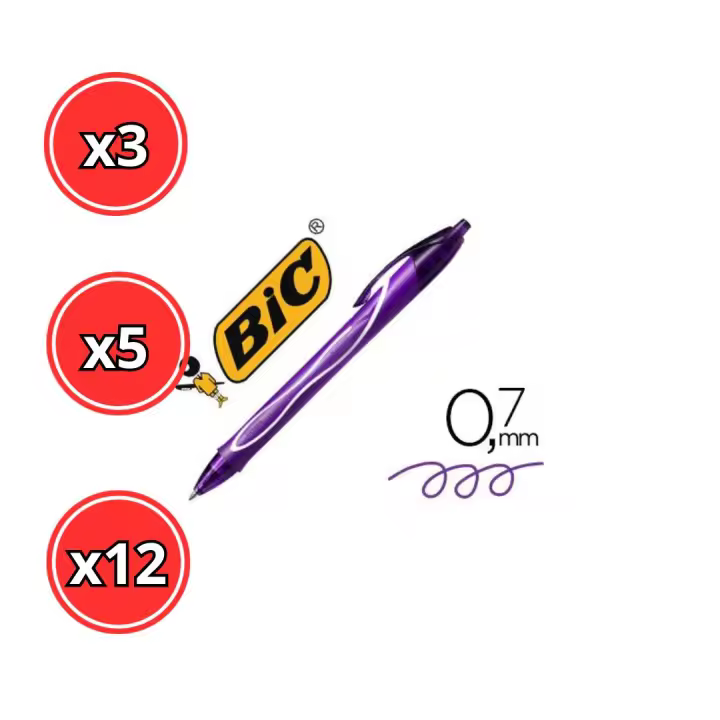 BOLIGRAFO BIC GEL-OCITY QUICK DRY 0.7 PACK DE 3, 5 Y 12 UNIDADES - 1