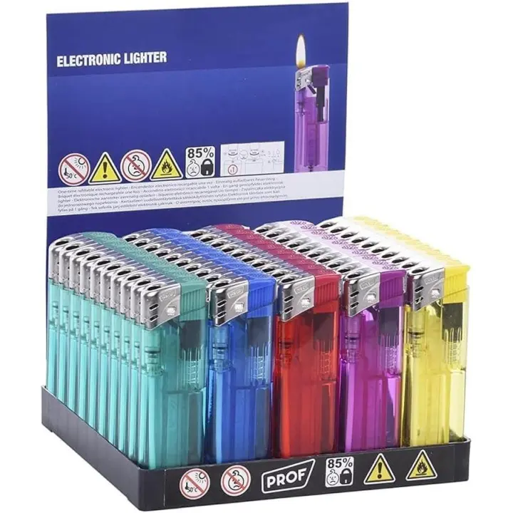 DISPAU Mechero Electrónico Recargable Surtido de Colores - Pack 50 - 1