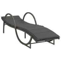 vidaXL Tumbona con cojín ratán sintético 60x199x42 cm Negro, Marrón, Gris Sillas de Exterior Ideal para jardín, playa, piscina, terraza Tumbona Piscina Tumbonas Playa Tumbonas Jardín Exterior - details 5
