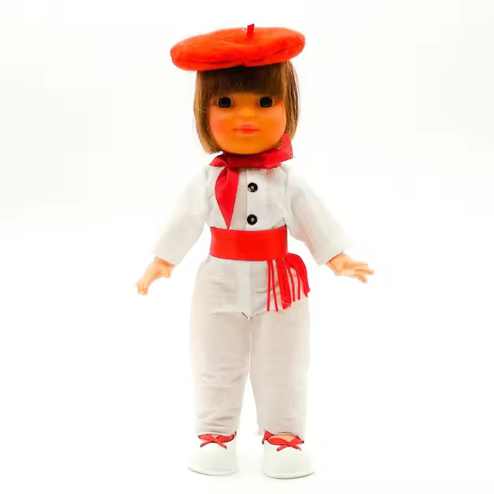 Muñeca regional Vasco Folk Artesanía original colección 25 cm.vestido típico País Vasco, fabricada en España. - 1