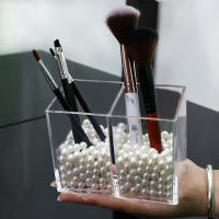 Caja De Maquillaje Transparente Organizador De Escritorio Para Lápices De Ojos Base Rubor Fósforos Y Cepillos De Ojos - details 10