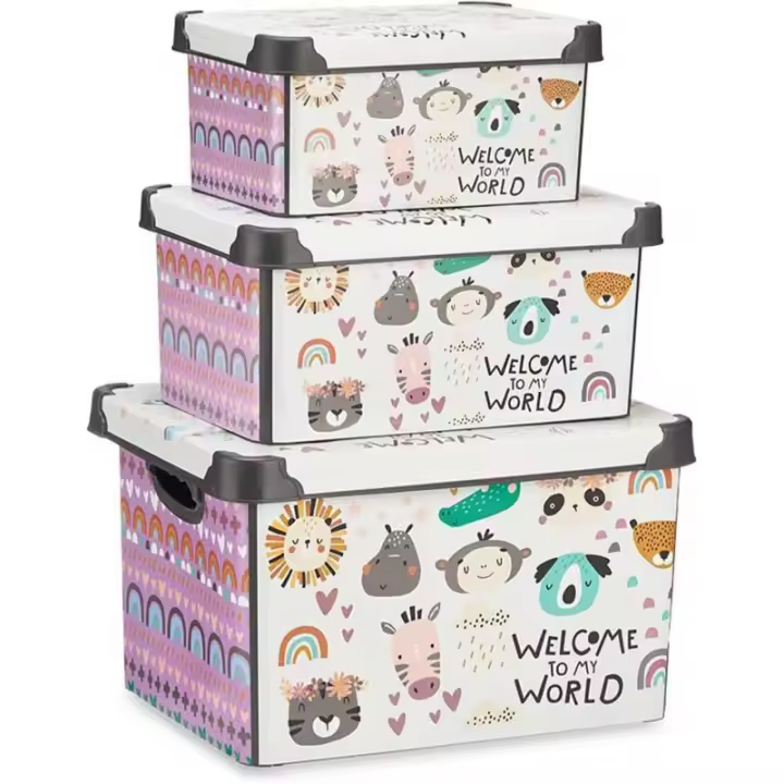 TIENDA EURASIA - Pack de 3 Cajas con Tapa de Almacenaje de Plastico - 1