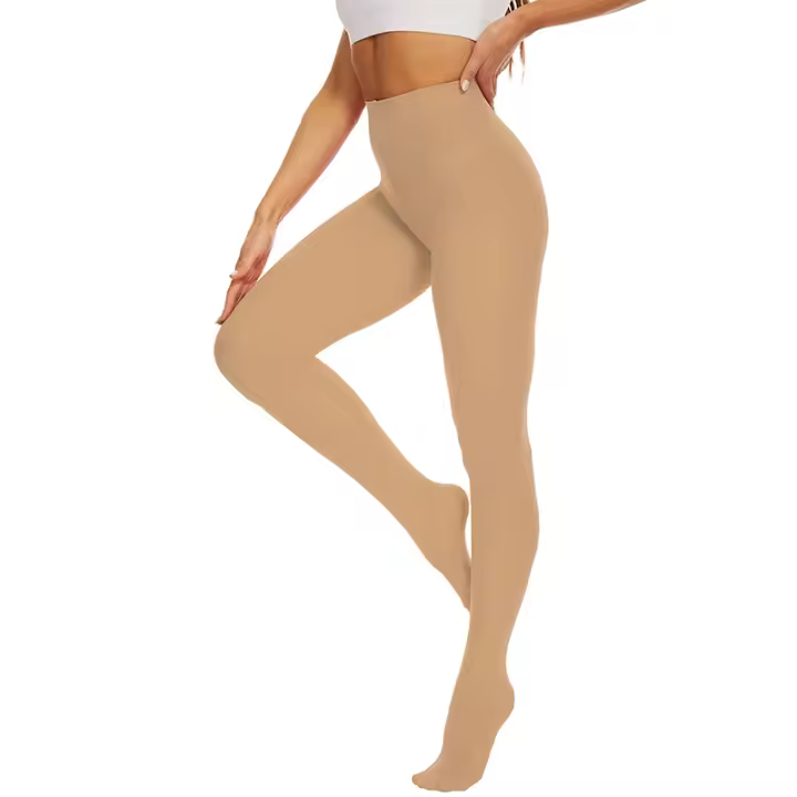 Pantimedias Negras 80D Para Mujer Cintura Alta Talla Grande Leggings Elásticos Basicos De Nylon Y Poliéster Lencería Para Mujer - 1
