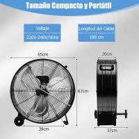 EDM  Ventilador de Suelo Negro 180 W Ø 60 cm Industrial - details 3