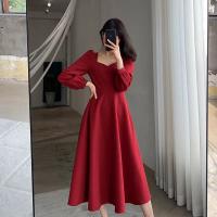 Vestido Largo Elegante De Mujer Con Manga Puff Elegante Vestimenta Para Bodas Y Noches Viejas Moda Cintura Alta Ajustada Para Fiestas De Noche - details 4