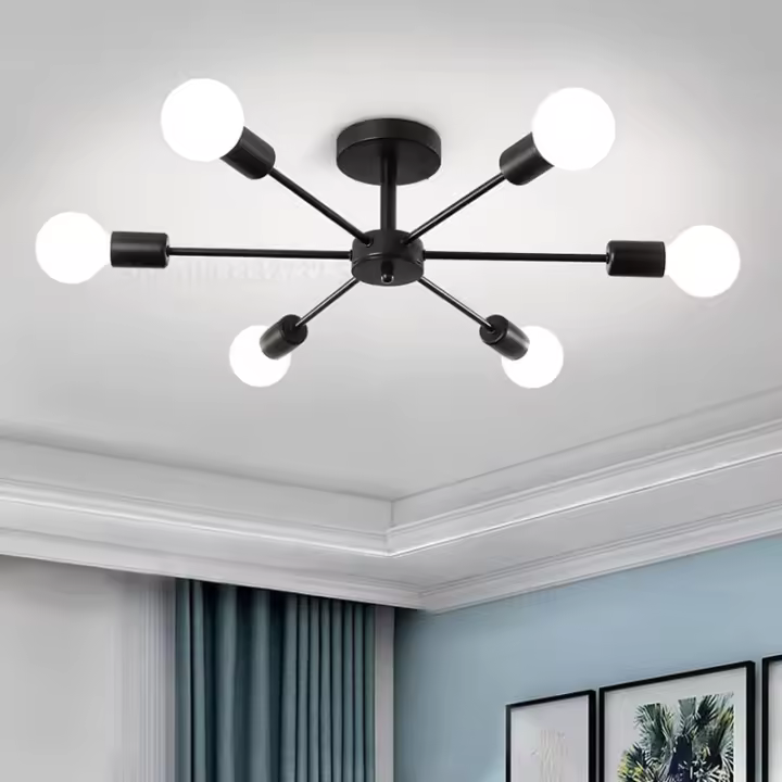 Modernidad Candelabro Negro Para Restaurante Y Sala De Estar Iluminación Suspenso De Techo Material Hierro E27 Decoración Hogar - 1