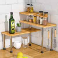 GREATOOL Estante de Bambú en Armario de Cocina,39x43x18cm, Organizador Extensible Apilable en Armario, Estante Esquinera para Cocina - details 3