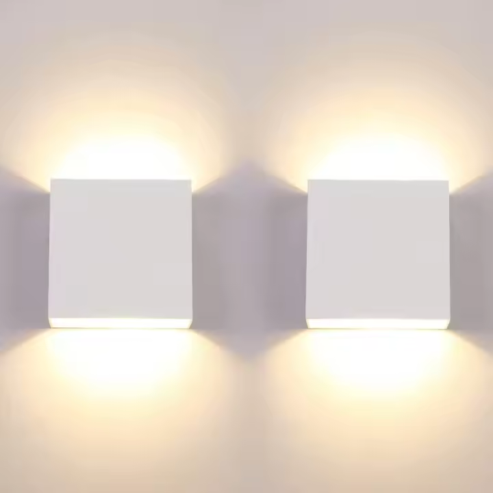 2 Luces LED de pared de 7 W, Modernes lámparas de pared para interiores, 3000 K, Blancias, cuadradas, Decorativas, para dormitorio y Sala de estar. - 1