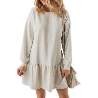 Vestido De Mujer Otoño Manga Larga Pullover Cuello Redondo Rib Knit Patchwork Suéter Cómodo Casual Mini Vestidos Estilo Vintage - details 6