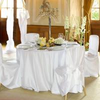 Mantel Redondo De Seda Blanco Resistente a Vuelcos Y Arrugas Poliéster Para Boda Fiesta Comedor Decoración De Mesa - details 5