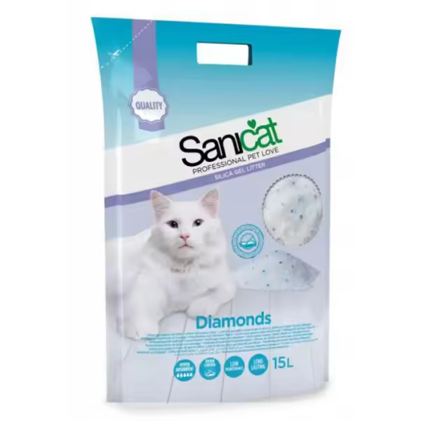 SANICAT ARENA PARA GATOS SÍLICA DIAMONDS 15L - 1