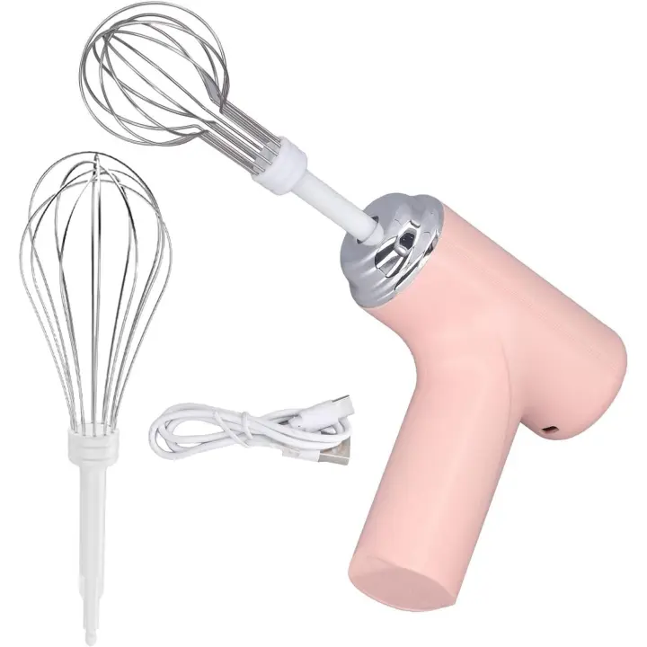 Batidora eléctrica inalámbrica, batidora eléctrica portátil de mano con control automático de 3 velocidades adecuada para mezclar pretzels, pasteles, huevos, masa, batidora de alimentos (rosa) - 1