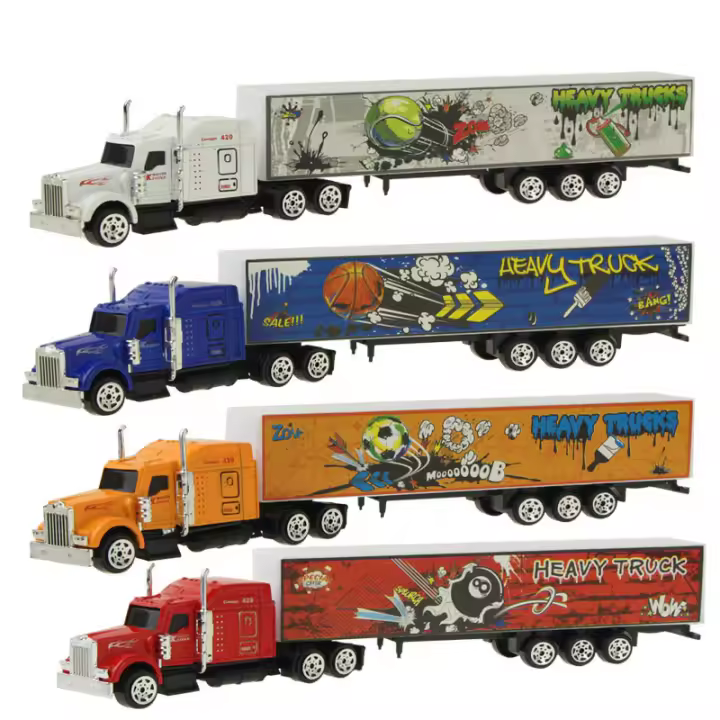 4Pcs Sliding Alloy Truck Model Diecast Car Toy Container Oil Truck Tank Multi-color Vehicles Toys Birthday Gift for Children - 1