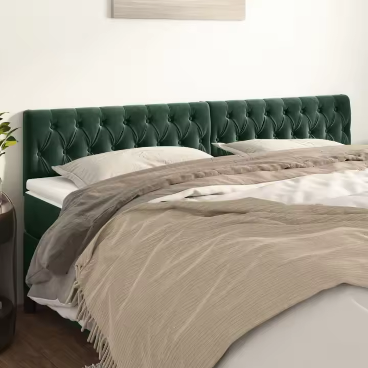 vidaXL Cabeceros 2 unidades de terciopelo verde oscuro 100x7x78/88 cm - 1