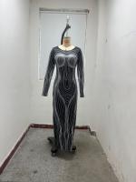 Vestido De Mujer Estilo Europeo Y Americano Largo Manga Larga Cuello Redondo Moda Estampada Ajustado Cintura Natural Primavera 2024 - details 13