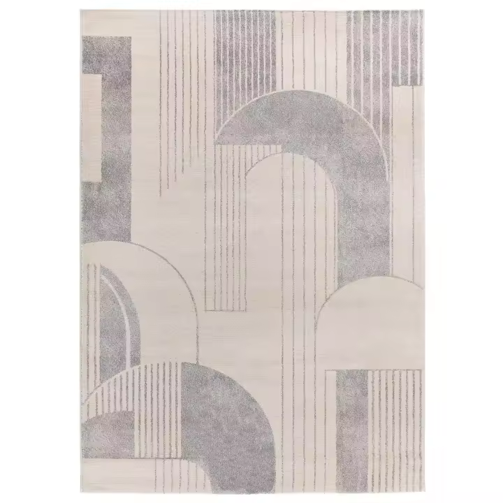 Alfombra interior diseño geométrico en beige y gris - PORTO 12917 | 80x150, 133x190, 160x230 cm - 1