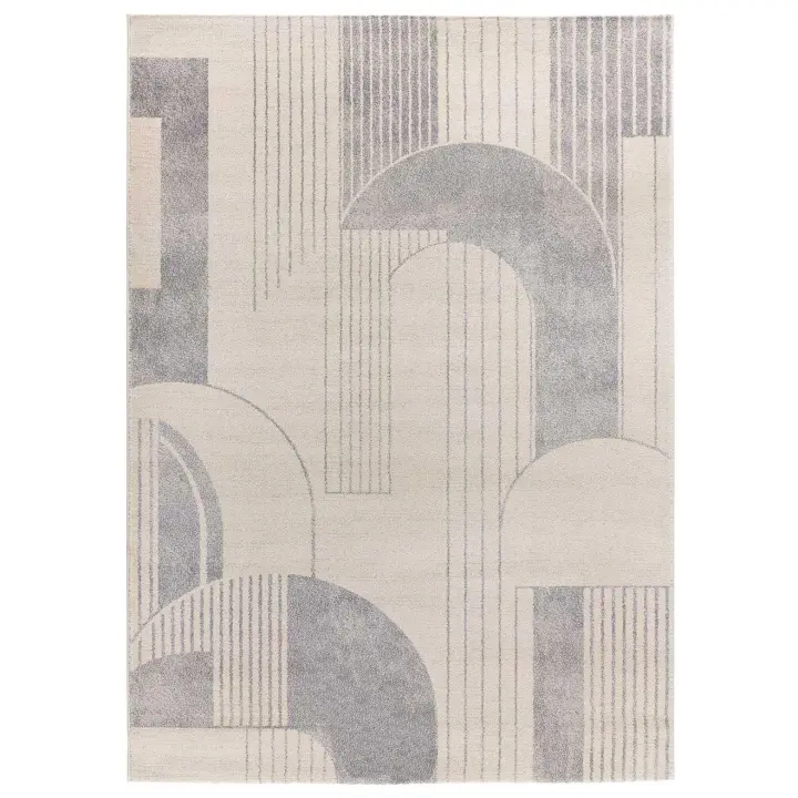 Alfombra interior diseño geométrico en beige y gris - PORTO 12917 | 80x150, 133x190, 160x230 cm - 1
