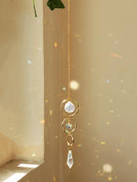 Colgante Boho Catcher De Cristal Hecho a Mano Con Cadena Dorada Para Decoración De Ventana Pared O Jardín Campanas De Viento - details 13