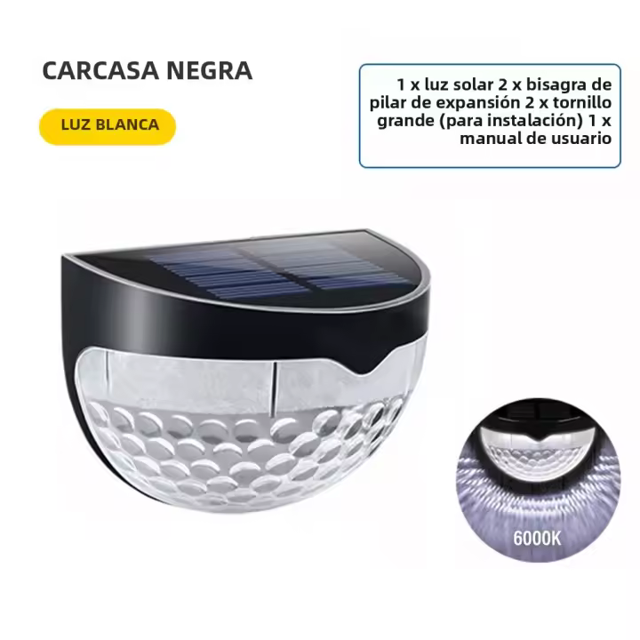 Luces Solares LED Para Valla Exterior Impermeables Luz De Pared Para Jardín Camino Y Terraza Decorativas Fuente De Alimentación Solar Material ABS Estilo Moderno Protección IP65 - 1