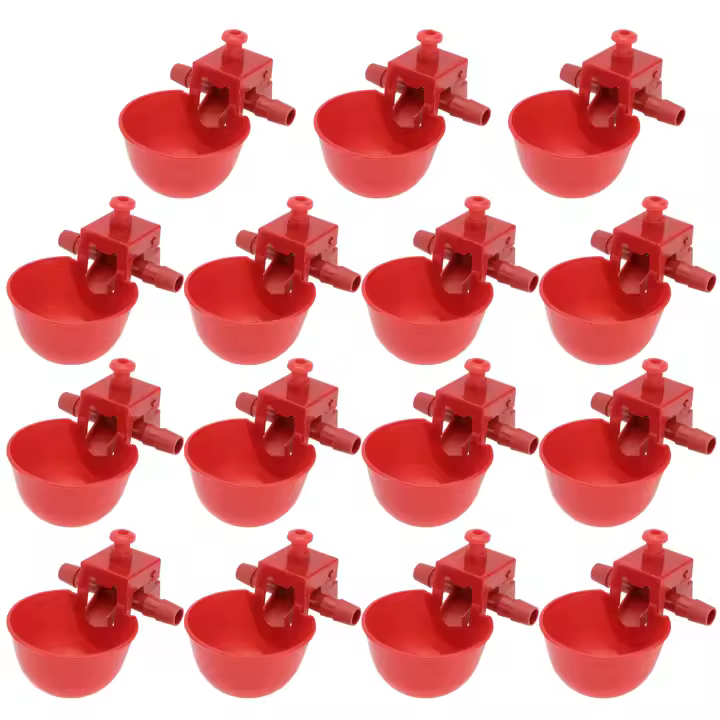 15 PCS Fuente De Agua Para Ponedero Pato Gallo Pollo Pigeon Bebedor De Agua Para Aves De Corral Cucharas De Agua Rojas - 1