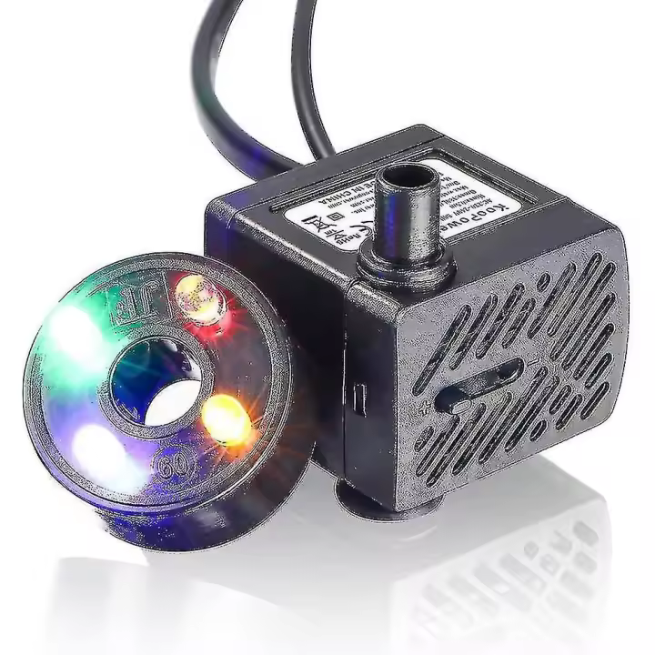 Mini Bomba de Agua with Led, 180L/H, 3W, Tanque de peces Pequeños, Jardín, Pozo, Estanque de Jardín, Bomba de Fuente de Agua - 1