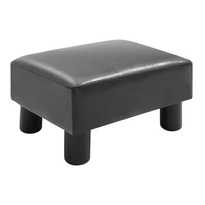 HOMCOM Reposapiés Otomano Taburete Pequeño Tapizado en Piel Sintética con Asiento Acolchado de Espuma y Patas de Plástico para Sofá Dormitorio 40x30x24 cm - 1