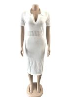 Vestido Midi Bodycon De Mujer Con Cuello En V Y Manga Corta Tejido En Knit Para Fiesta Y Calle Moda 2024 Vestido De Noche - details 21