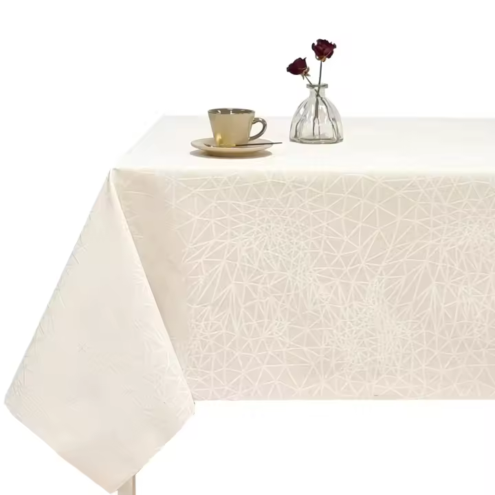 Mantel de tela Jacquard, Mantel impermeable y lavable, Para mesa rectangular, Ideal para el hogar interior y exterior, Fácil a limpiar, Estilo moderno elegante, Beige, Beige claro,  DY00013 Babel 46/47 - 1