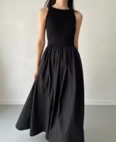 Nuevo Vestido Largo Elegante Y Sencillo Para Mujer En Color Negro Con Cuello Redondo Y Cintura Alta Estilo Moda Casual De Verano Sin Mangas - details 8