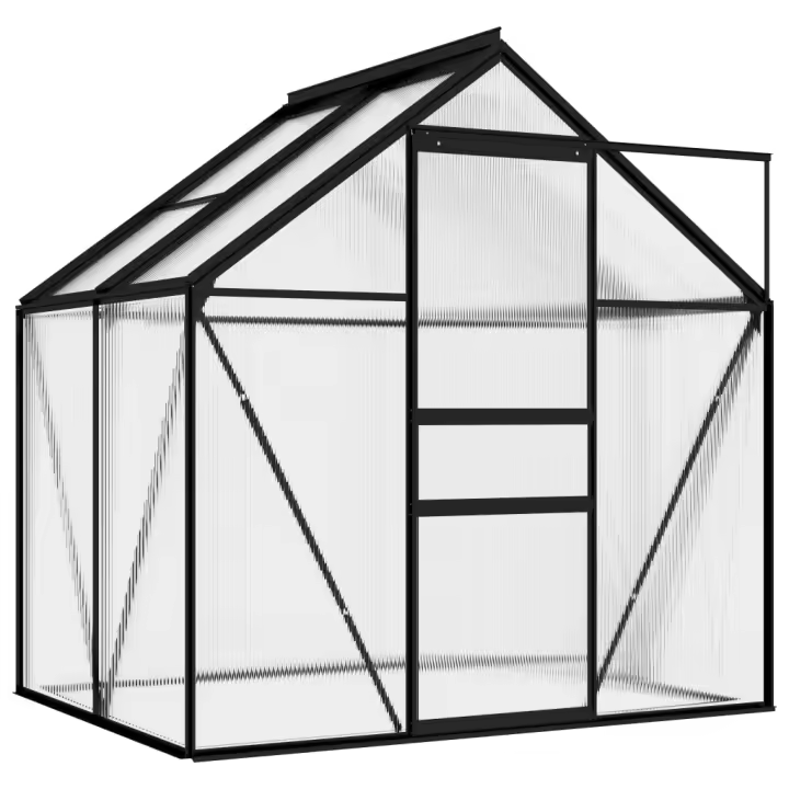 vidaXL Invernadero de Aluminio Gris Antracita Cobertizo de Jardín Patio Dimensiones 1.33 m²,  2.47 m²,  3.61 m² y mas - 1