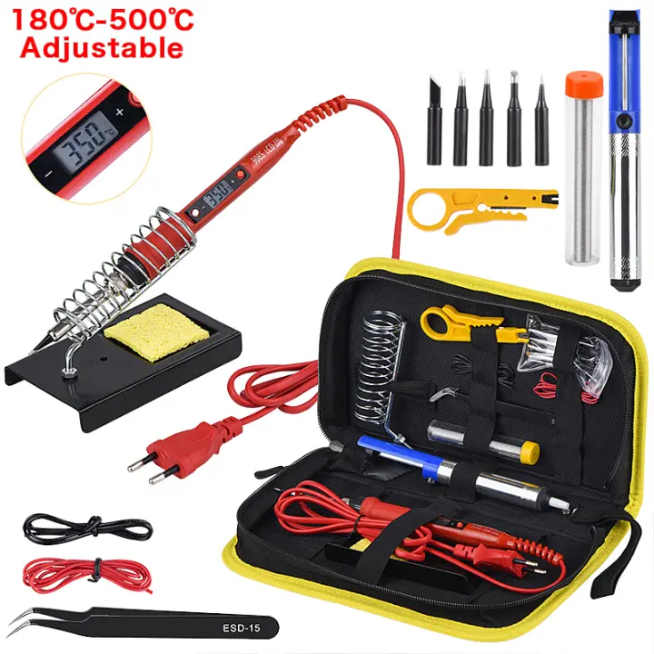 JCD Electric Soldering Iron Kit 80W LCD Digital Display Adjustable temperature 220V Solder Iron Welding Repair Tools 908S - 1