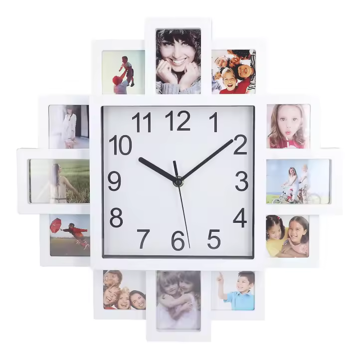 15.35in Marco DE FOTOS Blanco Reloj de DIY multi photo Reloj personalizado para decoración del Hogar - 1