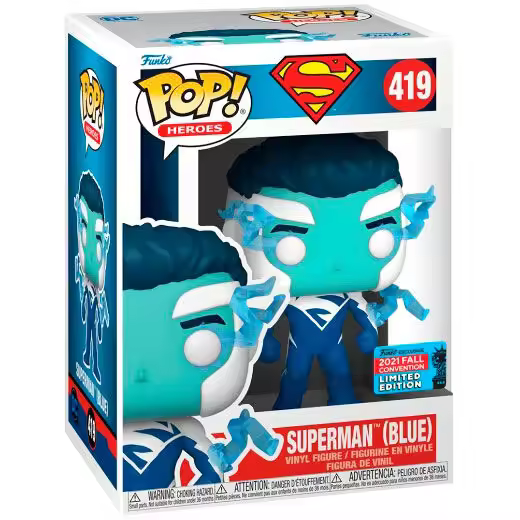 Figura Pop Dc Comics Superman Blue Exclusive-Figura de Vinilo Coleccionable - Idea de Regalo- Mercancia Oficial - Juguetes para Niños y Adultos - Movies Fans - Muñeco para Coleccionistas y Exposición - 1