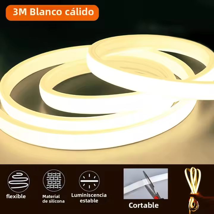 Tira De Luz LED En Blanco Cálido Cortable Para Decoración De Habitaciones 5/10/20 Metros Con Enchufe Luz De Fondo Para Sala De Estar - 1