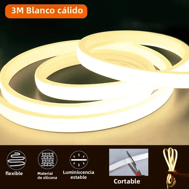 Tira De Luz LED En Blanco Cálido Cortable Para Decoración De Habitaciones 5/10/20 Metros Con Enchufe Luz De Fondo Para Sala De Estar - 1