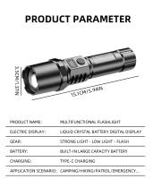 Linterna LED Recargable USB Multifuncional Con Zoom Telescópico Y Luz Brillante Para Exteriores Impermeable - details 12