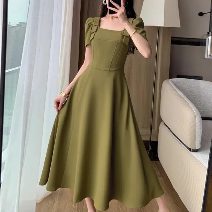 Vestido Largo Elegante ZANZEA Para Mujer Con Cuello Cuadrado Y Lazo Vestido De Fiesta Verano Con Manga Puff Cintura Ajustada - 1