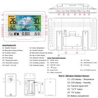 Multifunctional Wireless Weather Station Forecaster Indoor Outdoor Thermometer Hygrometer with Sensor Color Screen Alarm Clock - details 4