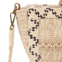 Bolso artesanal de rafia natural para mujer, bolso boho chic hecho a mano con asa redonda de madera y asa larga de rafia, forro de lino y detalles en macramé, ideal para verano, ciudad o escapadas | MAC&NOA - details 3