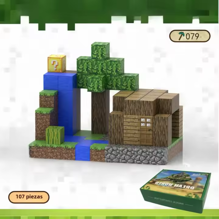 Juego De Bloques Magnéticos Creativos Para Niños Edad 3+ Mundo De Minas Cubo Magnético Con Vista De Calle Juguete Sensorial De Puzzle - 1
