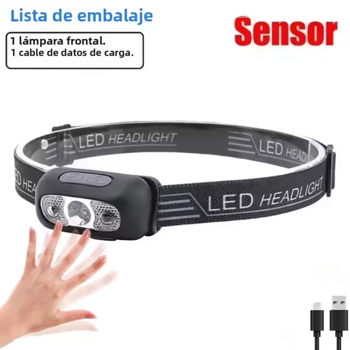 Lámpara Frontal LED Super Brillante Recargable Con 5 Modos De Iluminación Fuente De Luz Multilámpara Para Pesca Camping Silicone - 1