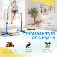HOMCOM Barra de Gimnasia para Niños de +3 Años Barra de Entrenamiento con Altura Ajustable 92-150 cm Barra Horizontal de Gimnasia Carga 75 kg 197x121x150 cm - details 4