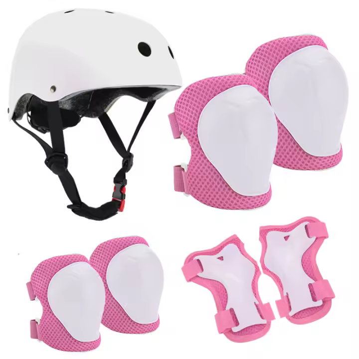 Juego de casco de bicicleta para niños, casco ajustable para niños de 3 a 10 años, juego de almohadillas para casco con rodilleras y coderas para bicicleta, patinaje, scooter, longboard y más - 1